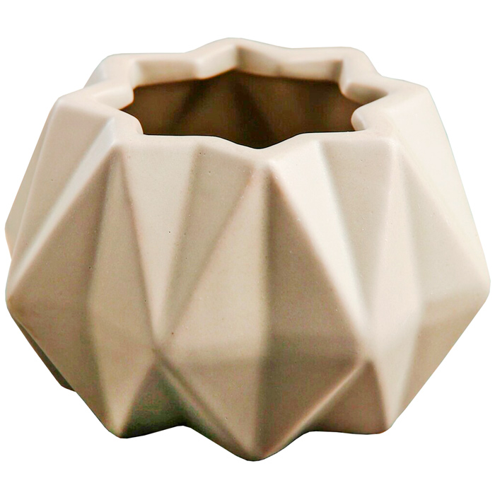 Кашпо керамическое Треугольники серое, 7 см