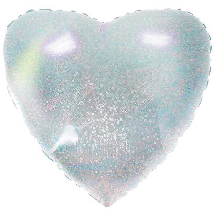 Шар фольгированный Сердце серебро голография