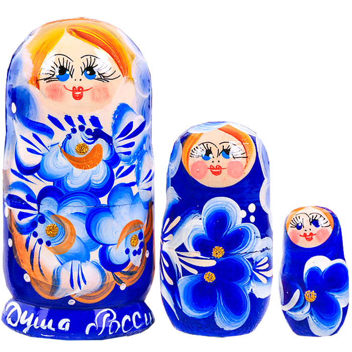 Матрешка 3-х кукольная Душа России, 11 см
