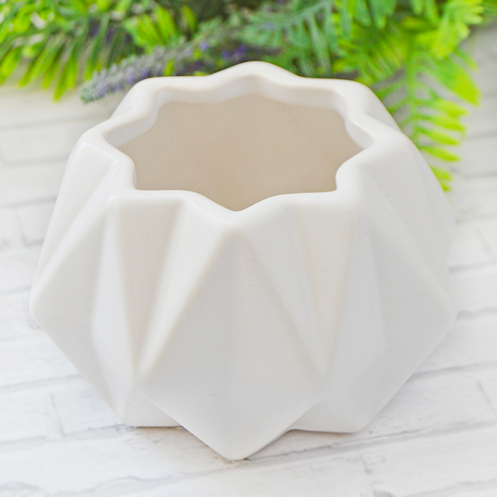 Кашпо керамическое Треугольники белое, 7 см